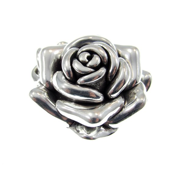 Solid 925 Sterling Silver 3D Chunky Rose Bloom Pendant, Royal Tudor Emblem - Picture 8 of 10
